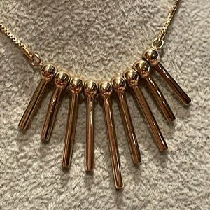 Gold Sunburst Statement Necklace 16-18” Minimalist Style